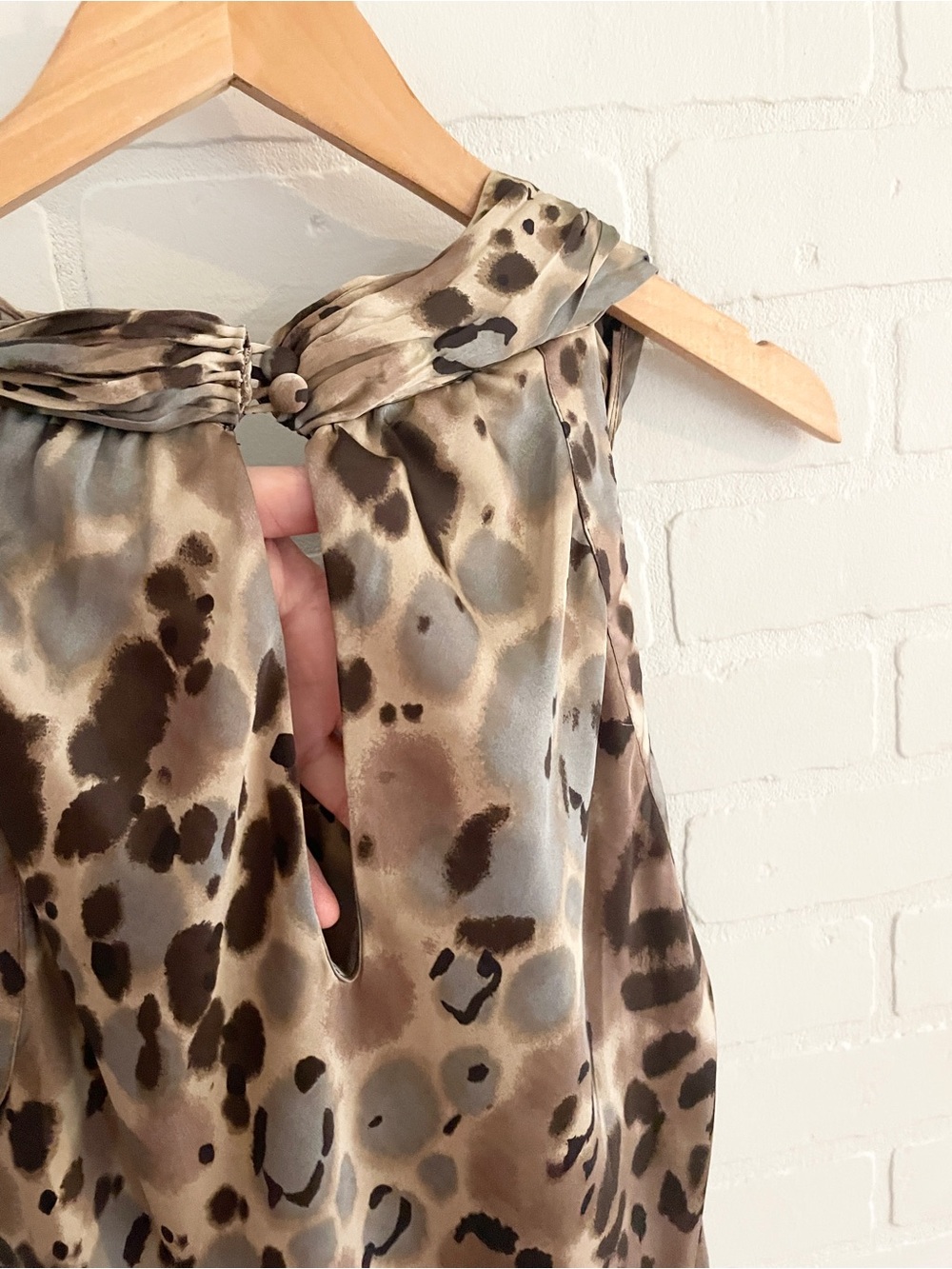 Y2K Mob Wife Animal Print Satin Longline Blouse/micro dress Lettuce Hem Sz XL - Picture 12 of 15
